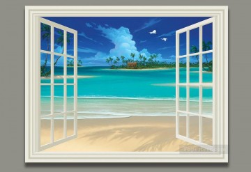 ファンタジー Painting - 海景絵画サマーブリーズマジック3D